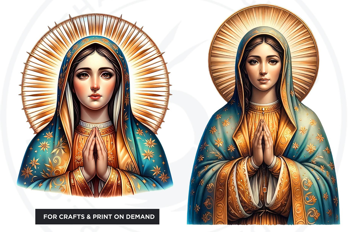 Watercolor Lady of Guadalupe Clipart, a Person Illustration by ThatsDesignArt (Photo 6 of 10)