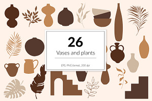 Vases, Pots And Plants Clipart