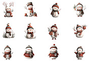 Whimsical Snowmen Clipart, an Illustration by Designworld (Thumbnail 3 of 4)
