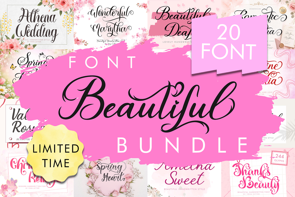 Beautiful Font Bundle, a Handwritten Font by Yoga Letter (Photo 1 of 8)
