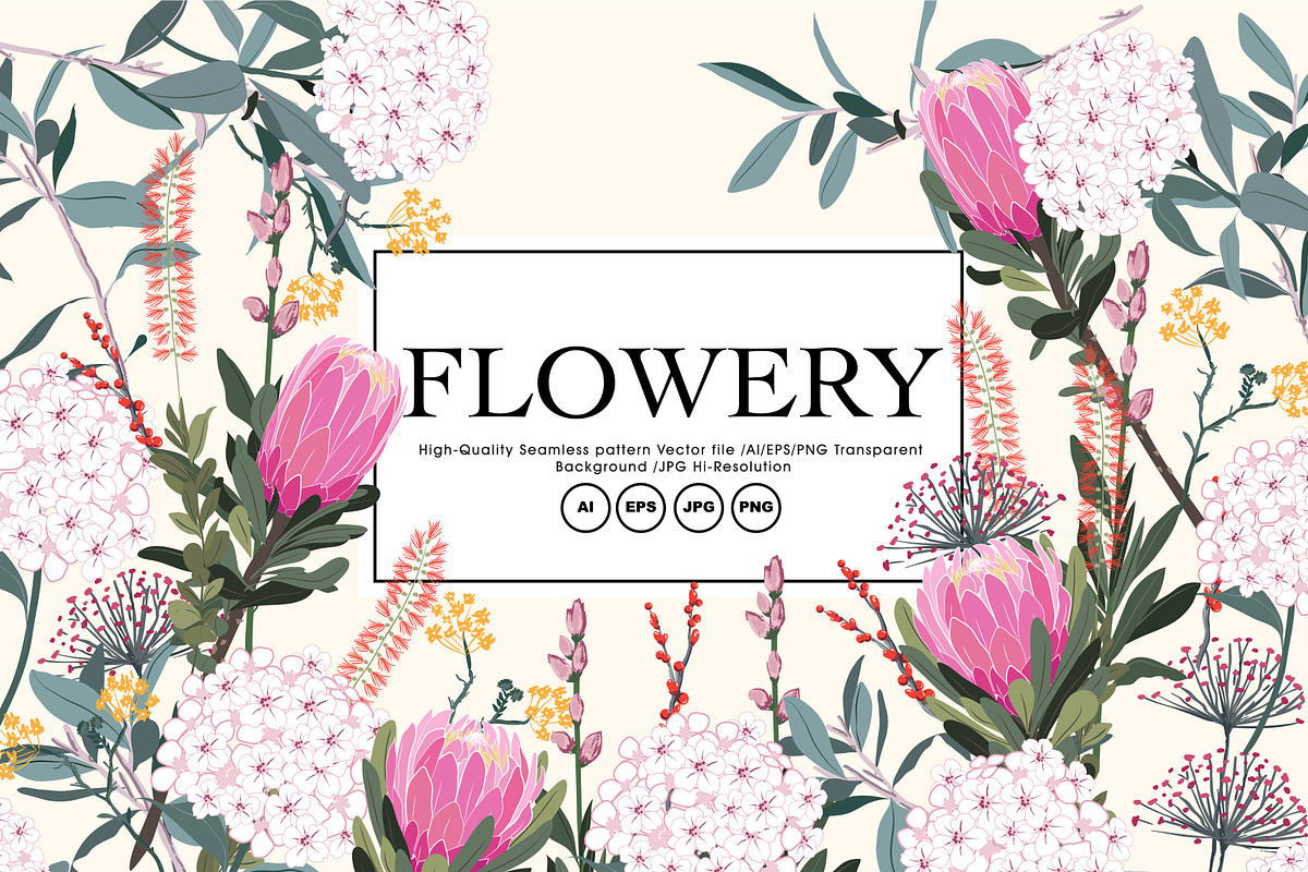 FLOWERY, a Pattern Graphic by MSNTY STUDIOX (Photo 1 of 16)