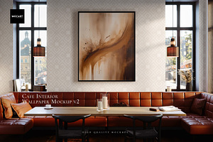Cafe Interior Wallpaper Mockup v.2, a Product Mockup by Mocart