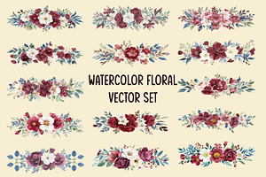 Burgundy Floral Clipart Set, an Illustration by Designer_Momina