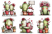 Whimsical Cactus Valentine's Clipart, an Illustration by Dream Creation (Thumbnail 4 of 6)