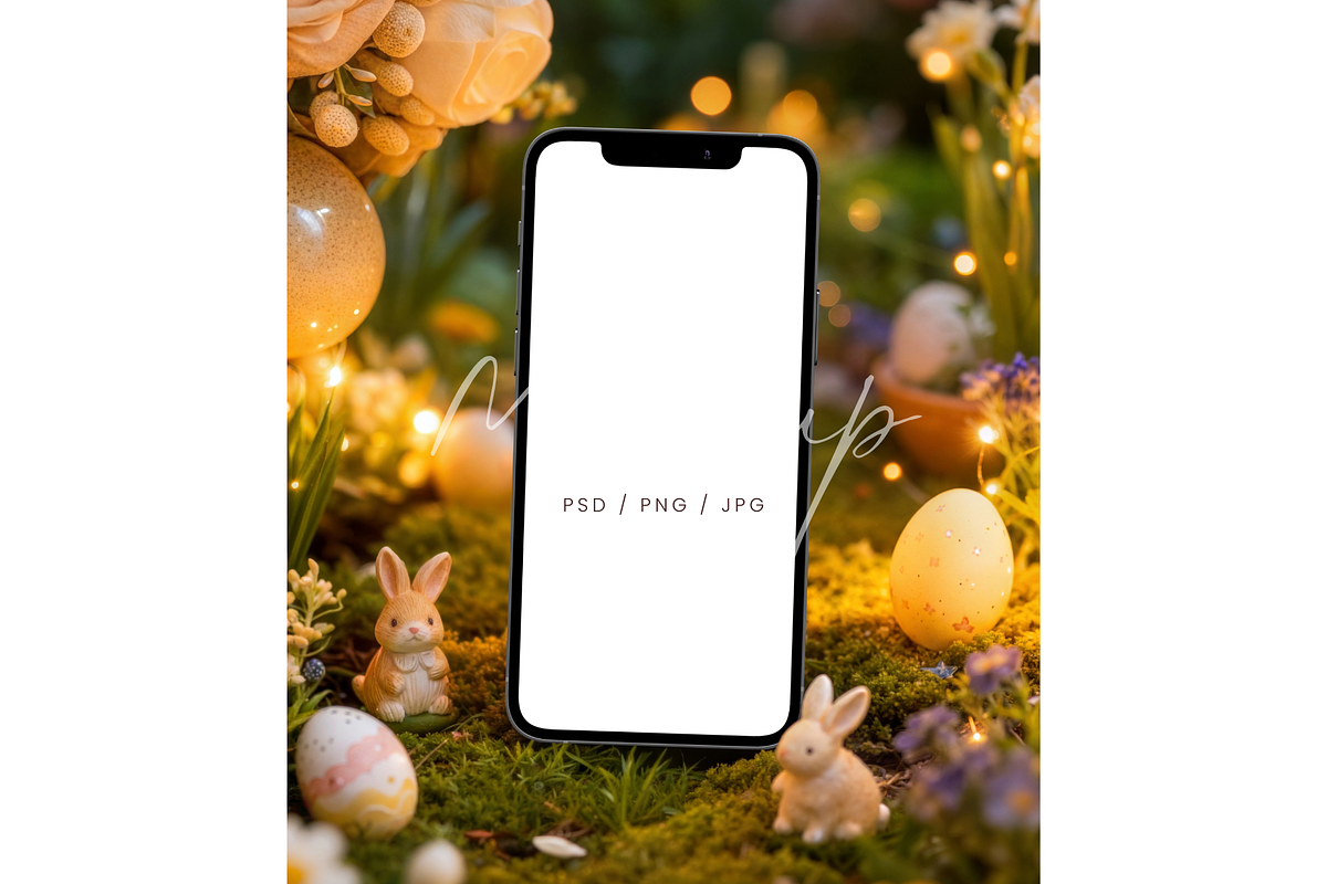 Easter iPhone Mockup Magical Garden, a Product Mockup by TatiMockup (Photo 1 of 3)