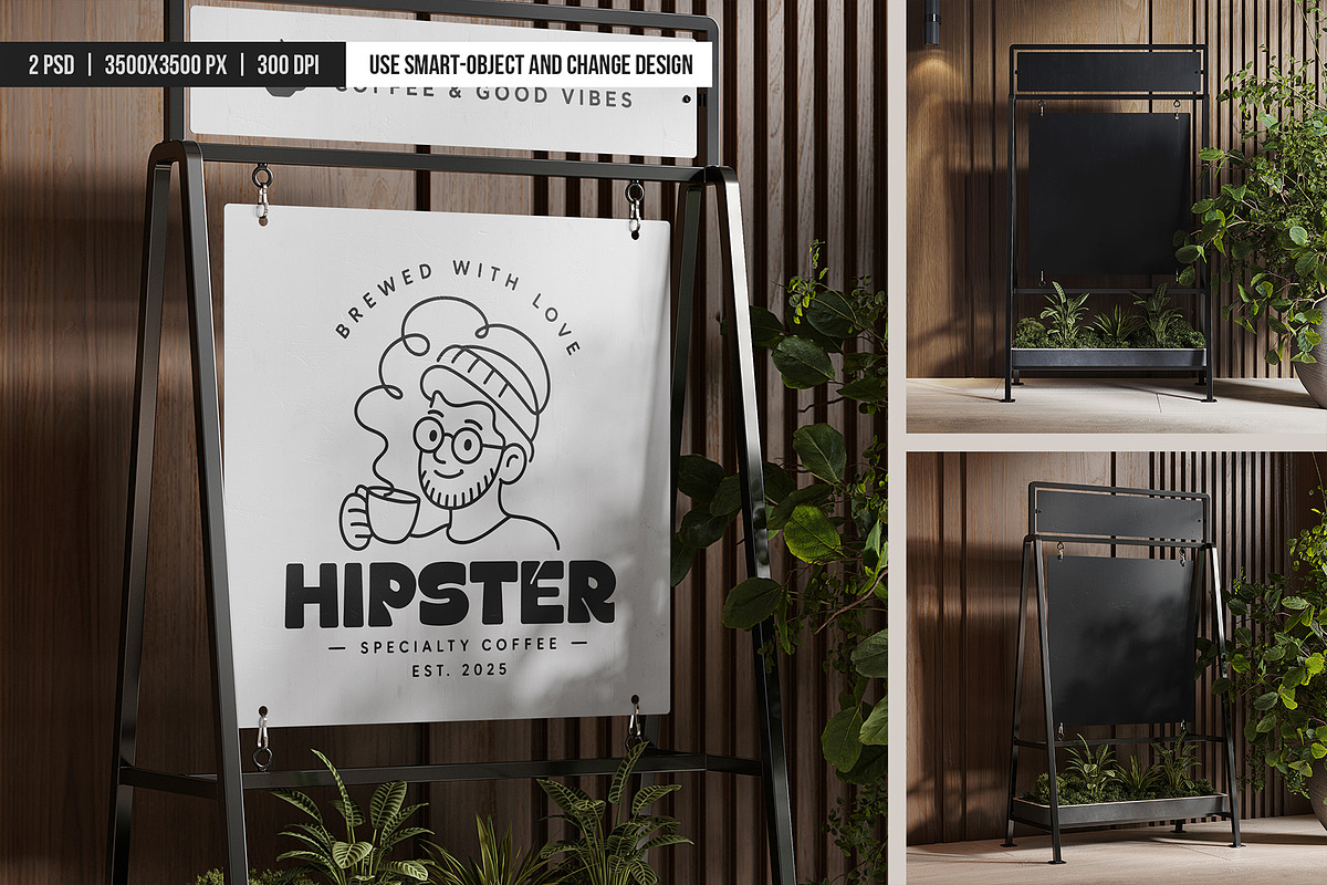 Sidewalk Café Planter Sign Mockup, an Advertising Mockup by SD Mockup (Photo 4 of 4)