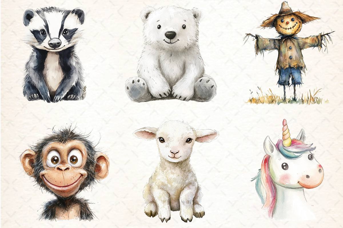 Funny Animal Clipart Bundle, an Illustration by DreamCafeArt (Photo 4 of 5)