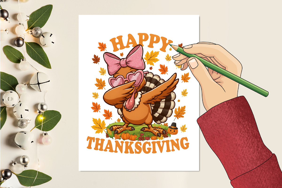 Happy Thanksgiving Girl Turkey PNG, an Illustration by designcity5 (Photo 5 of 8)