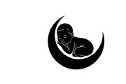 Adorable sleeping moon baby decor, an Illustration by Amazin_art (Thumbnail 3 of 25)