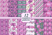 Set of 12 seamless floral patterns, a Pattern Graphic by Alena Stoyko design (Thumbnail 1 of 5)