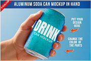 Aluminum Soda Can Mockup In Hand PSD, a Product Mockup by Bruno's Shop (Thumbnail 1 of 4)