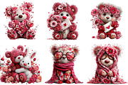 Pink Floral Valentine's Day Bear, an Illustration by DreamArtGraphic (Thumbnail 2 of 5)