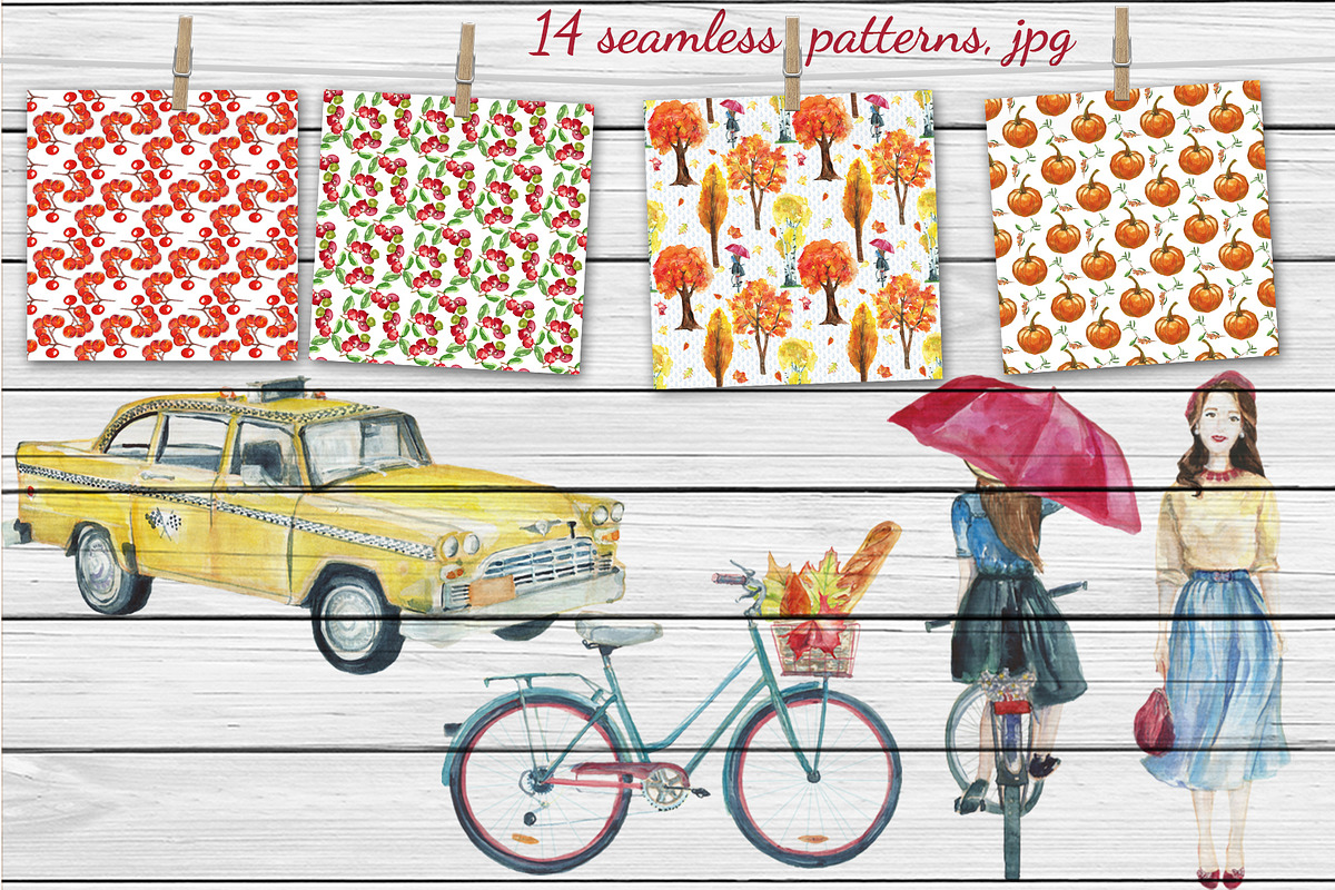 City in fall watercolor set, an Illustration by DollyPotterson (Photo 4 of 8)