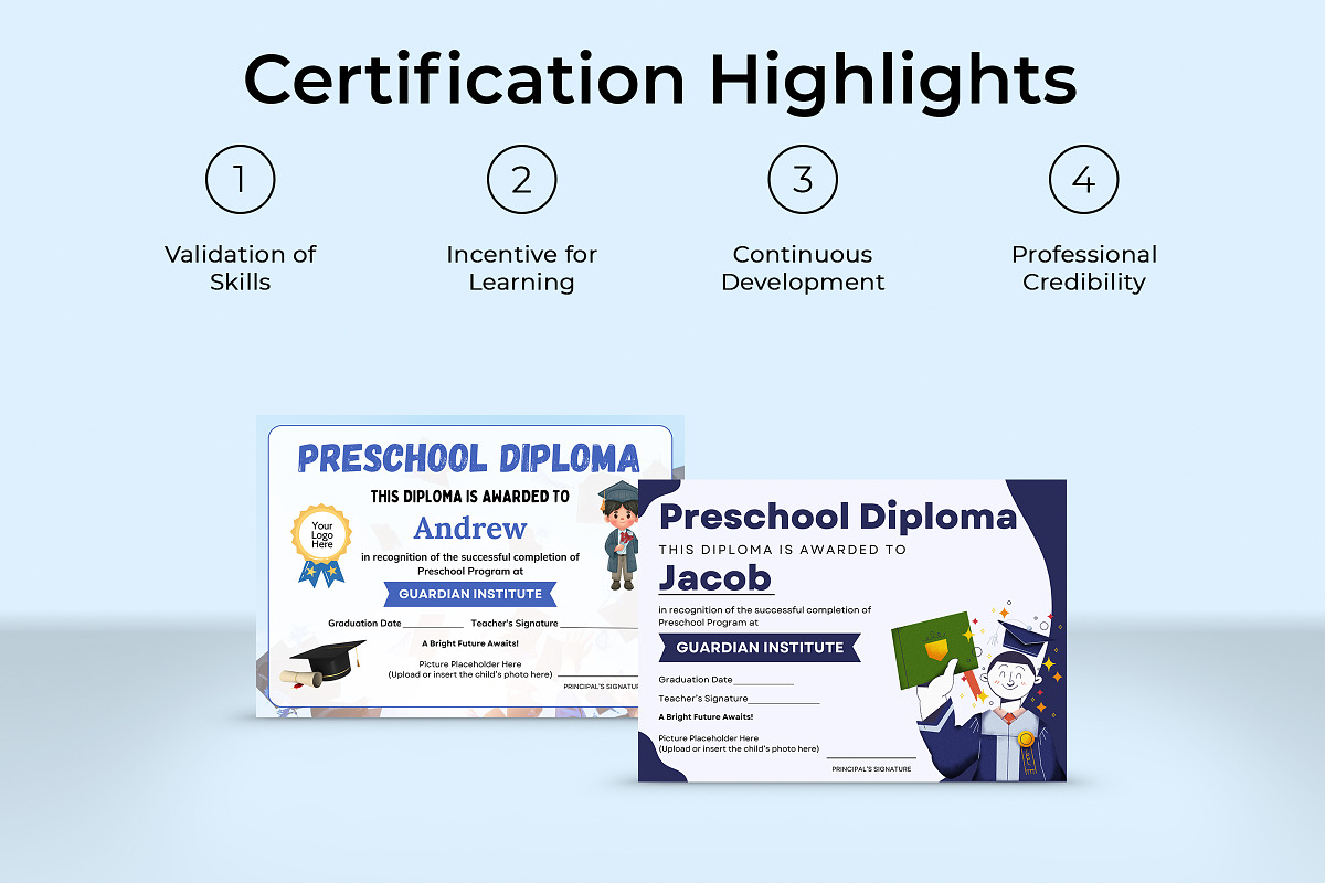 Preschool Graduation Diploma Canva, a Card Template by Snapybiz (Photo 5 of 7)