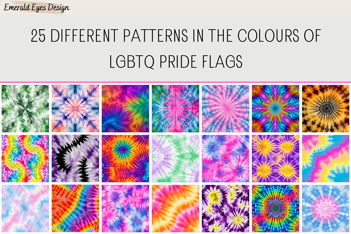 25 LGBTQ Pride Tie Dye Patterns, a Pattern Graphic by Emerald Eyes Design (Photo 2 of 4)