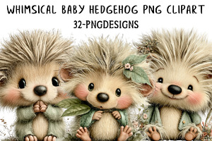Whimsical Baby Hedgehog Png Clipart, an Illustration by Daily.Designs