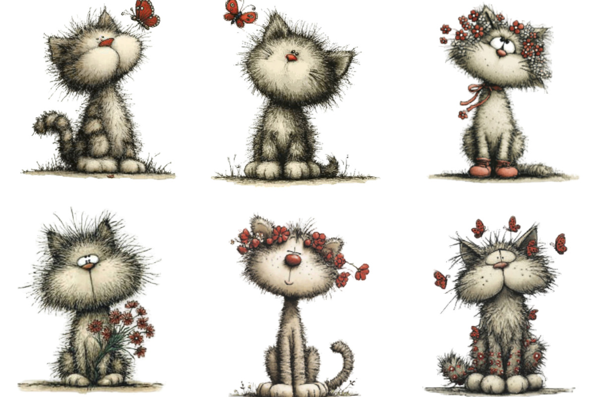 Whimsical Spring Cats Clipart, an Illustration by Designking (Photo 7 of 7)