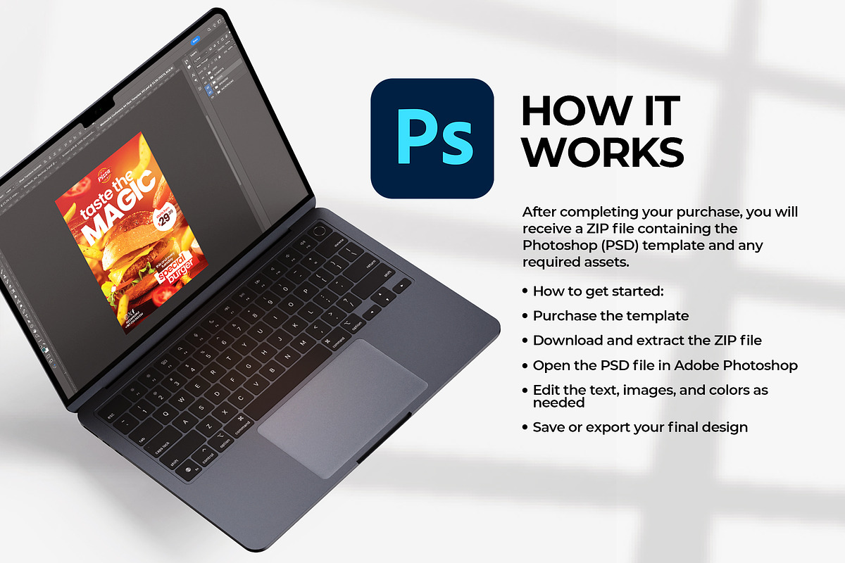A4 Fast Food Promo Flyer Canva & PSD, a Flyer Template by Vintage Impressions (Photo 5 of 6)