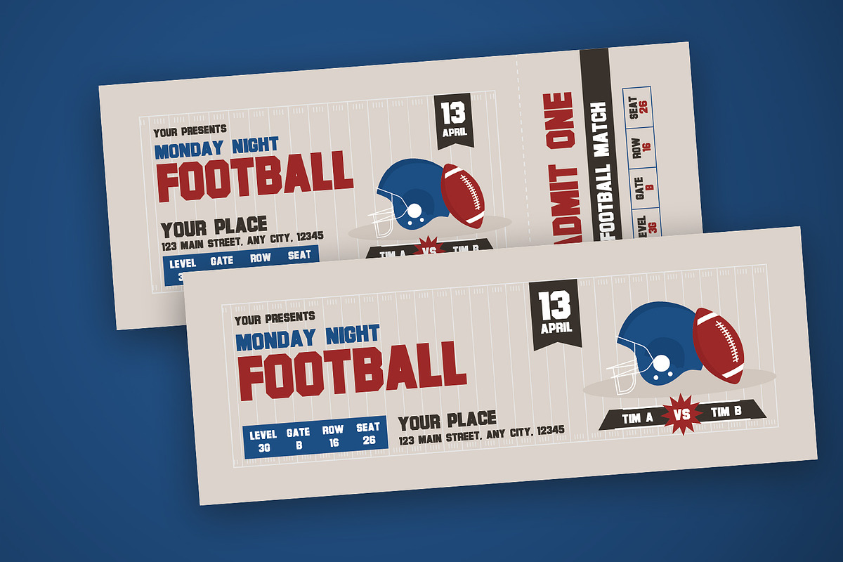 American Footbal Match Ticket, a Stationery Template by Neermana (Photo 2 of 4)