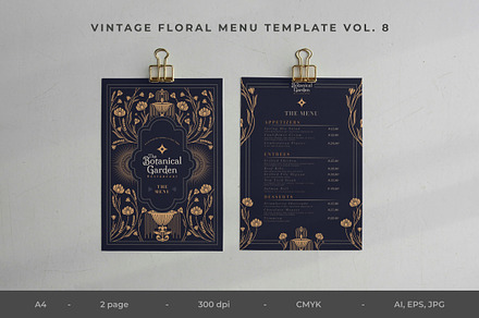 Vintage Floral Menu Vol.8