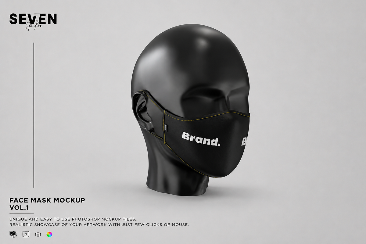 Face Mask Mockup Template, a Mask Mockup by Se٧enStudio (Photo 1 of 2)