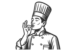 Chef Tasting Food Gesture Perfect, a Person Illustration by AlexArt