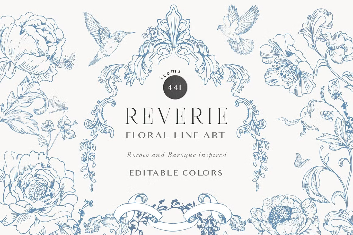 Rococco Vintage Victorian line art, an Object Graphic by Grace Noboa Illustrations (Photo 7 of 7)