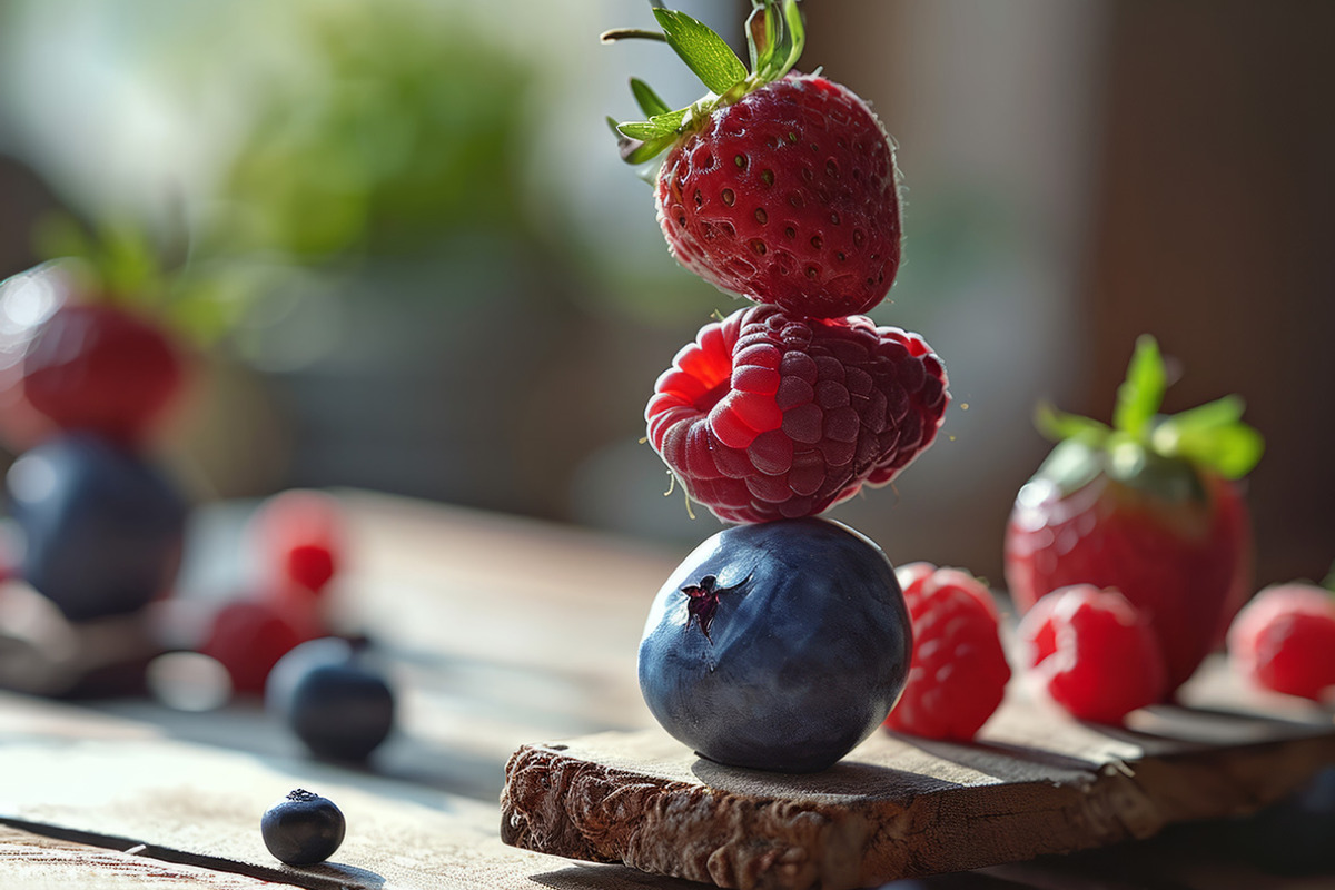 93 Balancing fruits and vegetables, a Food & Drink Photo by Handmadefont (Photo 3 of 17)
