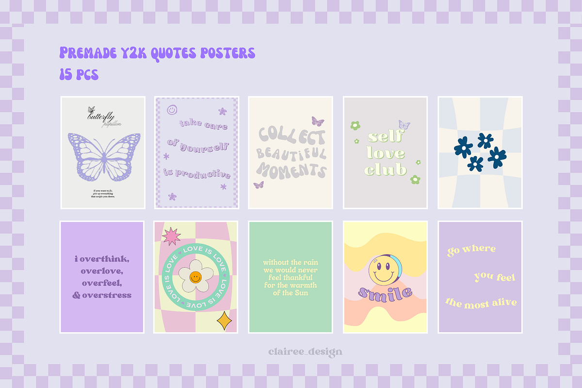 Danish Pastel Y2K Aesthetics Posters, a Stationery Template by Clairee Design Studio (Photo 4 of 7)