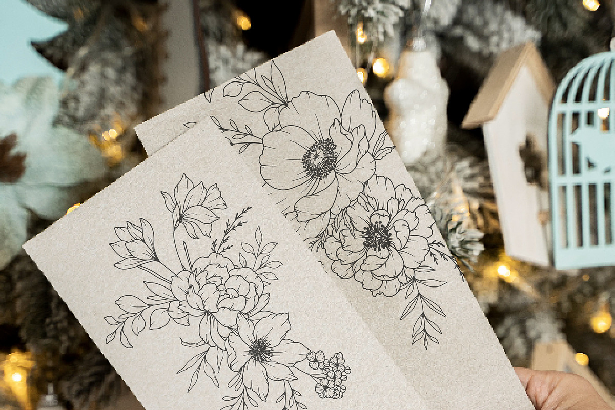 Spring Flowers Line Art, a Decorative Illustration by CaraulanStore (Photo 7 of 9)