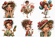 Whimsical Summer Girl Clipart, an Illustration by Craft Nest (Thumbnail 4 of 12)