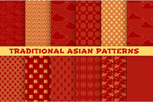 Asian Seamless Pattern Of Oriental Golden Ornament