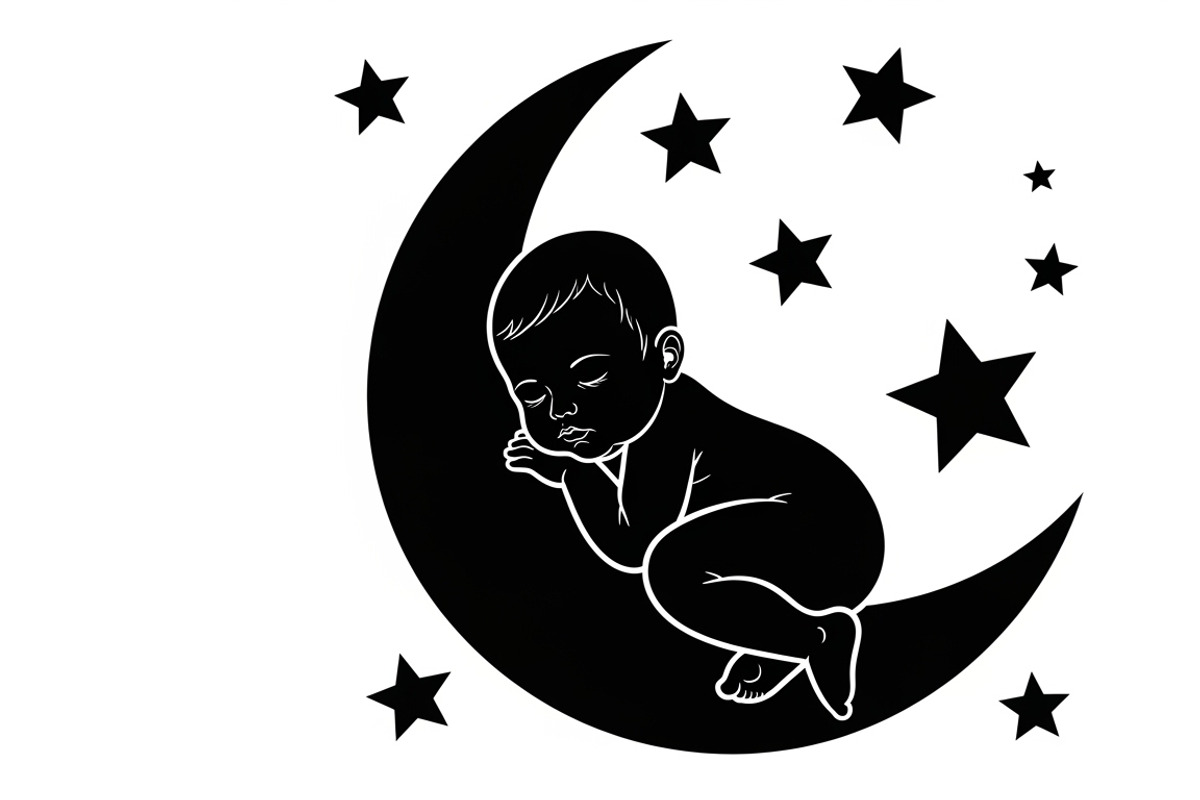 Adorable sleeping moon baby decor, an Illustration by Amazin_art (Photo 6 of 25)