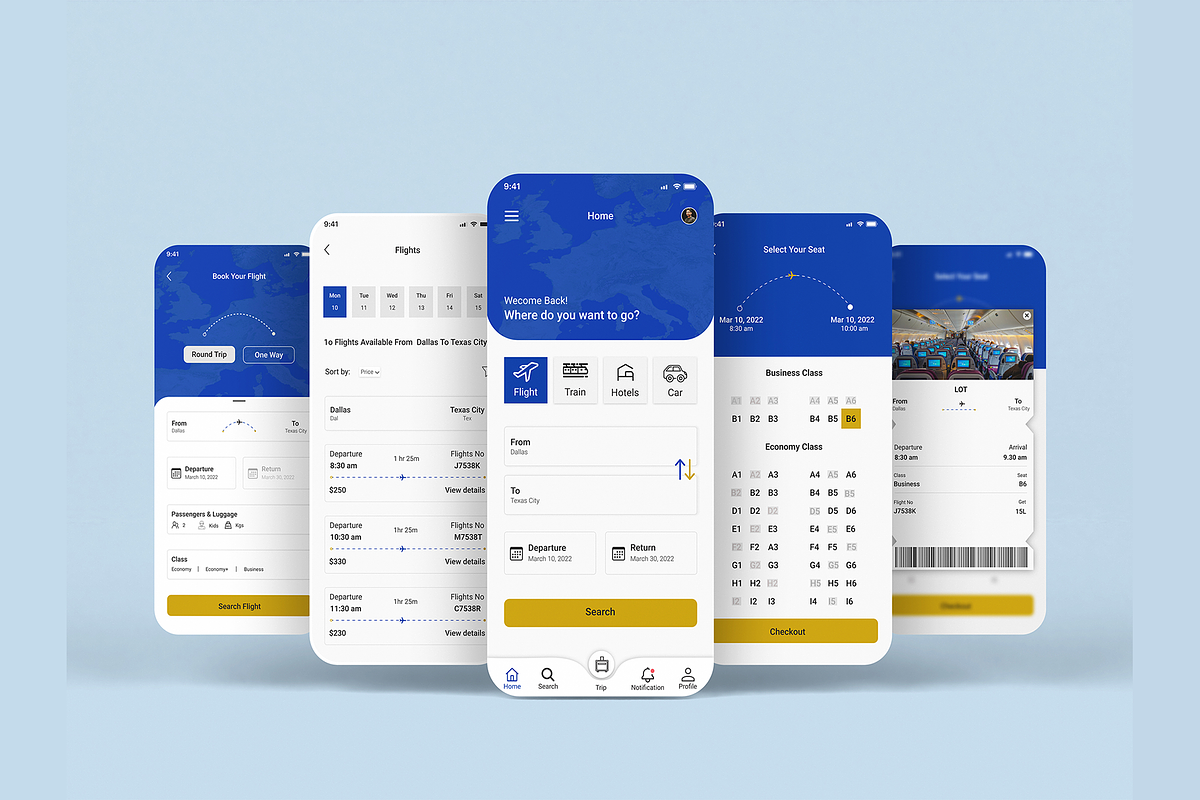 Travel Booking App Design, an App Template by Design Valley