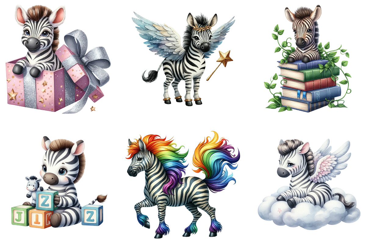 Cute Zebra Sublimation Clipart, an Illustration by DreamArtGraphic (Photo 3 of 4)