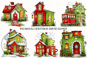 Whimsical Christmas House Clipart, an Illustration by OK Design (Thumbnail 2 of 6)