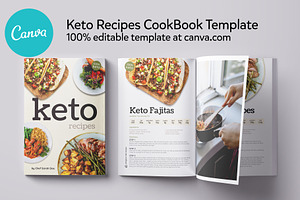 Keto Recipes Cookbook CANVA template