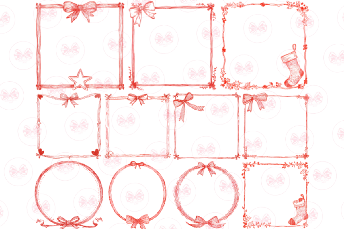 Coquette Christmas Frames Clipart, an Illustration by Markicha Art (Photo 4 of 5)