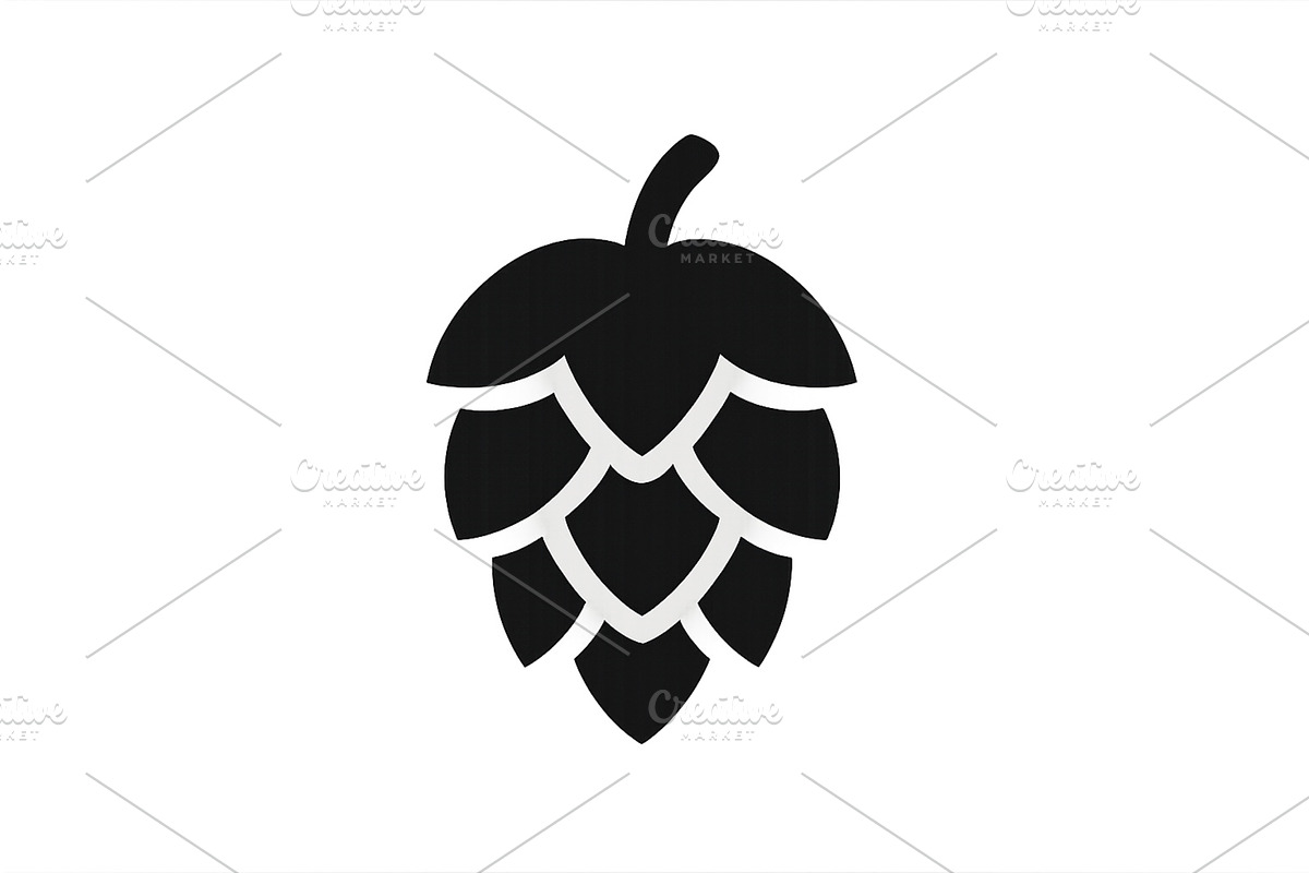 Detailed black hop cone silhouette, an Illustration by ZinetroN