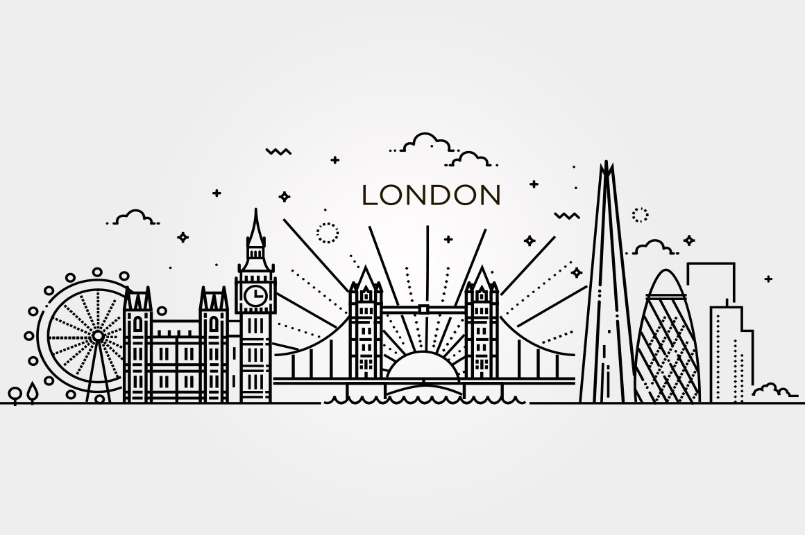 Minimal London city Linear Skyline | Work Illustrations ~ Creative Market