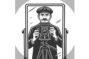 Vintage Photographer with Classic, an Illustration by AlexArt