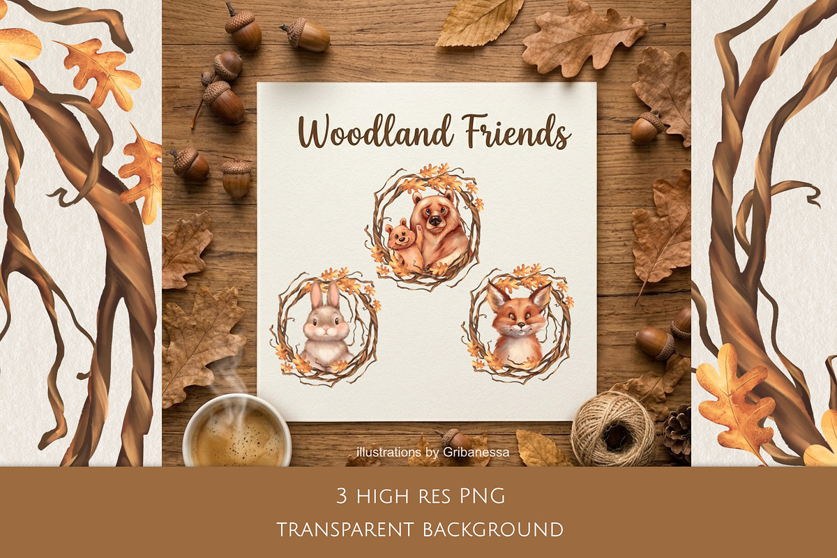 Woodland Friends Autumn Animals, an Animal Illustration by Gribanessa (Photo 1 of 4)