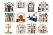 Watercolor Synagogue Clipart, a Decorative Illustration by stickermadness (Thumbnail 2 of 4)