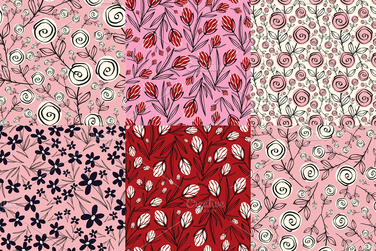 Whimsical Floral Patterns Pack, a Pattern Graphic by Art's and patterns (Photo 1 of 7)
