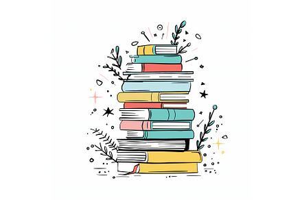 Colorful stack books vector, an Illustration by Vectorstockersland