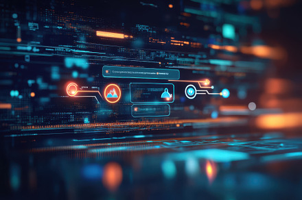 Futuristic digital interface data st, a Background Photo by Pixeness
