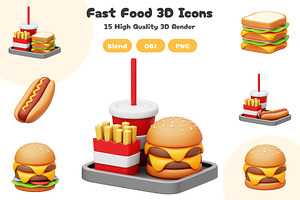 Fast Food 3D Icons