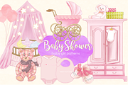 Baby Shower Baby Girl Patterns, an Illustration by Whimseez (Thumbnail 1 of 4)