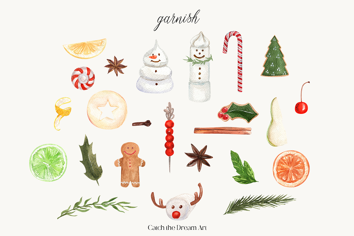 Winter Drinks Christmas Cocktails, a Food Illustration by Catch the Dream Art (Photo 6 of 8)