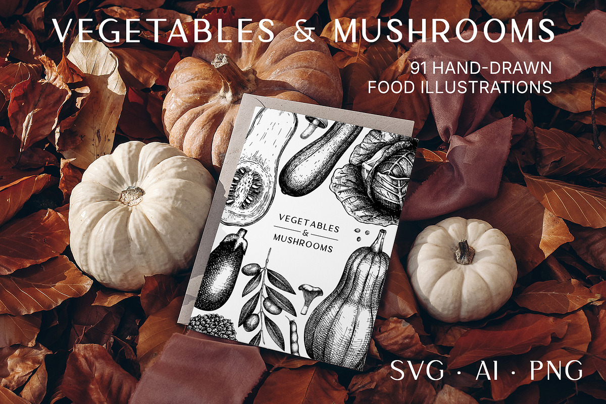 BUNDLE - Vegetables & Mushrooms, a Food Illustration by Yevheniia (Photo 2 of 10)